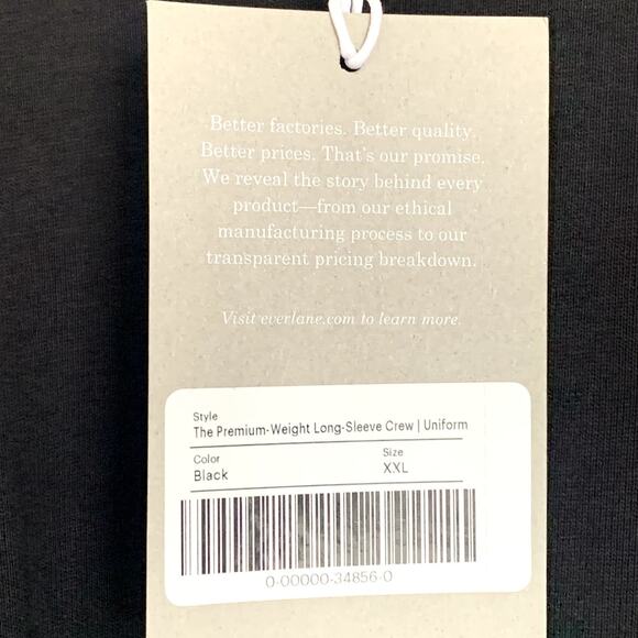 NWT Everlane Uniform The Premium-Weight Long-Sleeve Crew Tee in Black - Picture 10 of 11